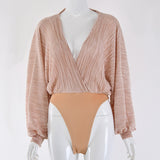 V-neck long sleeve jumpsuit