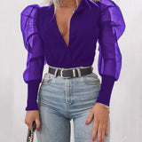 Puff sleeve long sleeve shirt