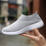 Stretch Mesh Breathable Flats Shoes Soft Sole Fly Knit Slip On Shoes