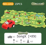 Children Puzzle Electric Railroad Speeder DIY Assembly Electric Car Automatic Rail City Scene Construction Education Toy Gift