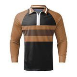 Men's 3D Printed Raglan Zipper And Lapel Long Sleeve