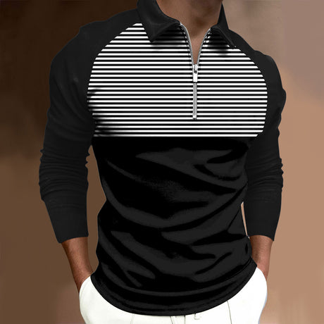 Men's Striped Raglan Shirt Printed Long Sleeve T-shirt