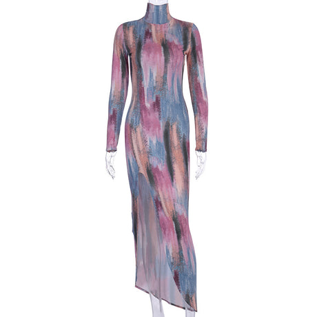 Long sleeve split midi dress