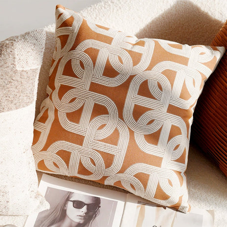 Linen Nordic Style Throw Pillow Covers With Tassel Cushion Cases Caramel Color Pillows Retro Texture Cushion Case Geometric Decorative Pillow Cover  For Couch Sofa Bedroom Living Room