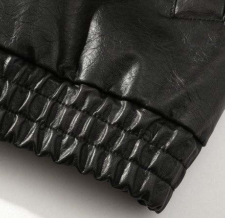 Plus Size Washed-out Vintage Leather Jacket For Men