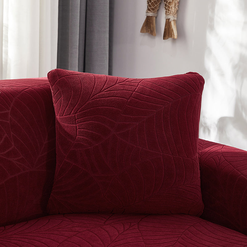 Pure Color Jacquard Big Leaf Nordic Fashion Knitted Pillow Case