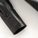 Lapel long sleeve leather shirt jacket women