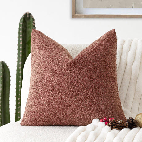 Decorative Textured Boucle Throw Pillow Covers Accent Solid Pillow Cases Cozy Soft Couch Cushion Case For Chair Sofa Bedroom Living Room Home