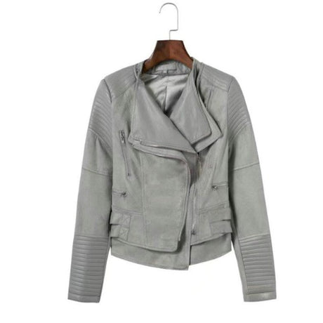 Spliced Faux Leather Suede Jacket Women Black Moto Coat Punk Camel Suede jaquetas couro Casaco chaquetas PU Slim Jacket