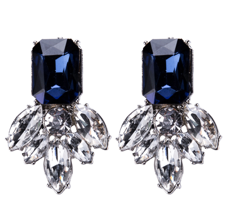 H20 Fashion Jewelry Black Blue Crystal Rhinestone Drop Earrings Red Flower Dangle Earrings Women Luxury Wedding Jewelry