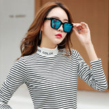 Long sleeve striped bottoming shirt