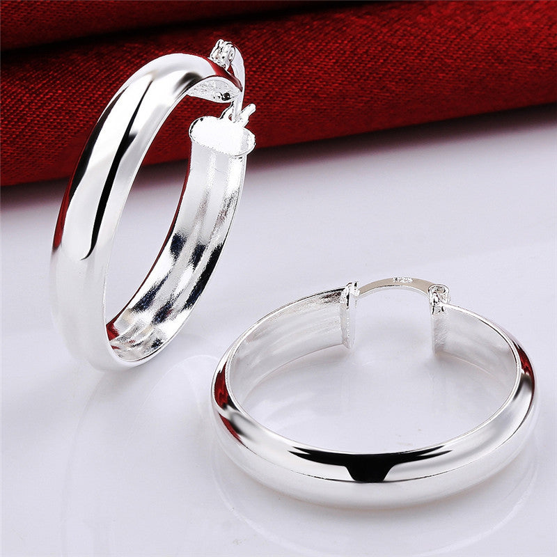 Women's Fashion Earrings Silver Plated Glossy Ear Ring