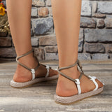 Summer Strappy Sandals Outdoor Beach Vacation Shoes Fashion Boho Lace-up Snadals Women