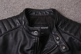 Short Stand-up Collar Slim Fit Trendy Leather Jacket For Men