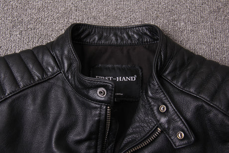 Short Stand-up Collar Slim Fit Trendy Leather Jacket For Men