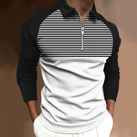 Men's Striped Raglan Shirt Printed Long Sleeve T-shirt