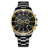 Luxury Gold Green Watch Men's Waterproof Stainless Steel Luminous