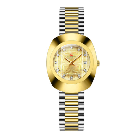 Couple Quartz Watch Yellow Gold Diamond Waterproof Steel Belt Watch