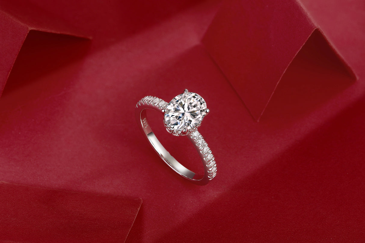 Cinderella - Set With Top-quality Moissanite S925, Silver And Platinum-plated Diamond Wedding Ring. The Ring Can Be Inspected With A Diamond Pen