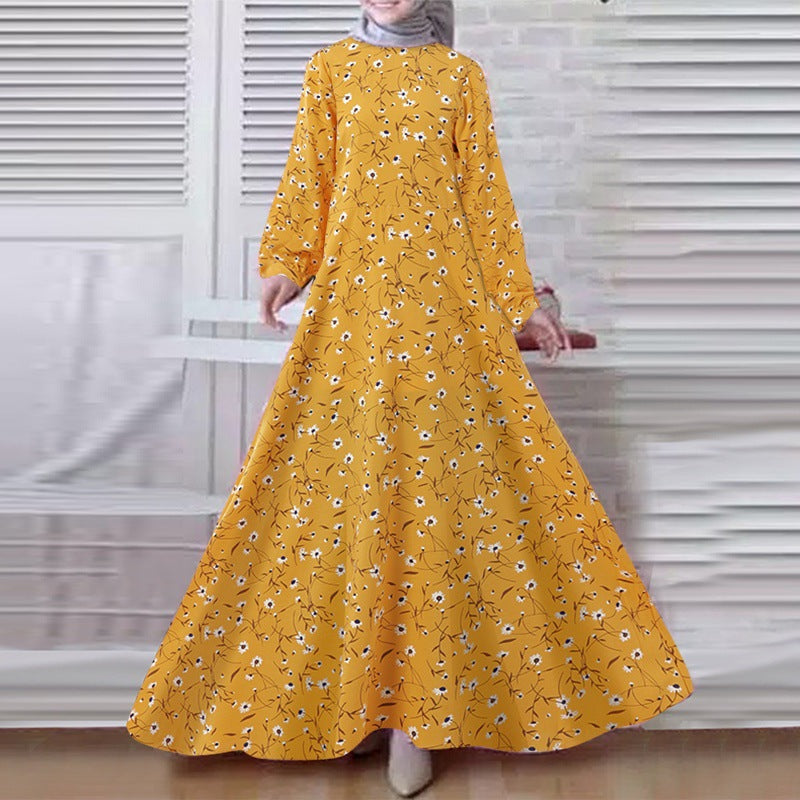 Printed Long Sleeve Vintage Dress