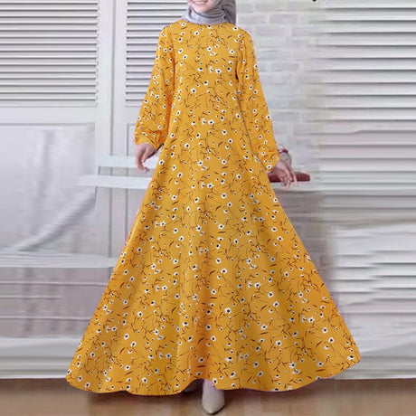 Printed Long Sleeve Vintage Dress