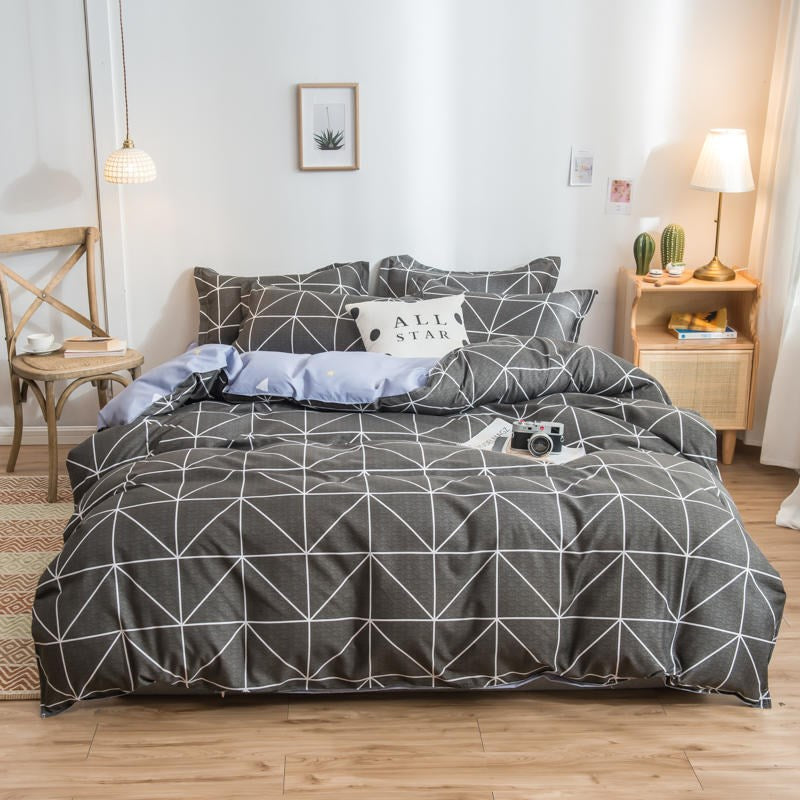 Betræk Sæt Seng Bomuld Quilt Sengetøj Sengetøj Dyne Monteret