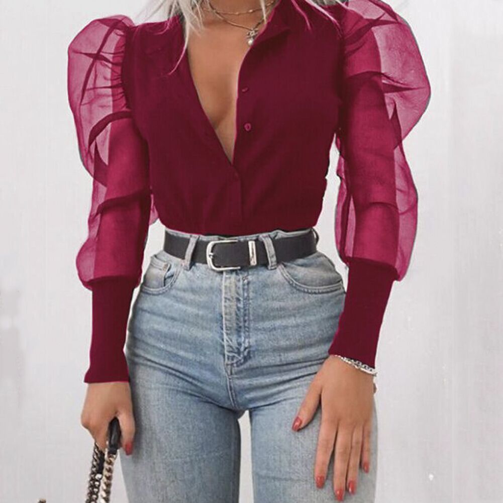 Puff sleeve long sleeve shirt