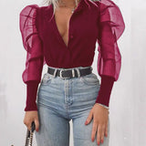 Puff sleeve long sleeve shirt