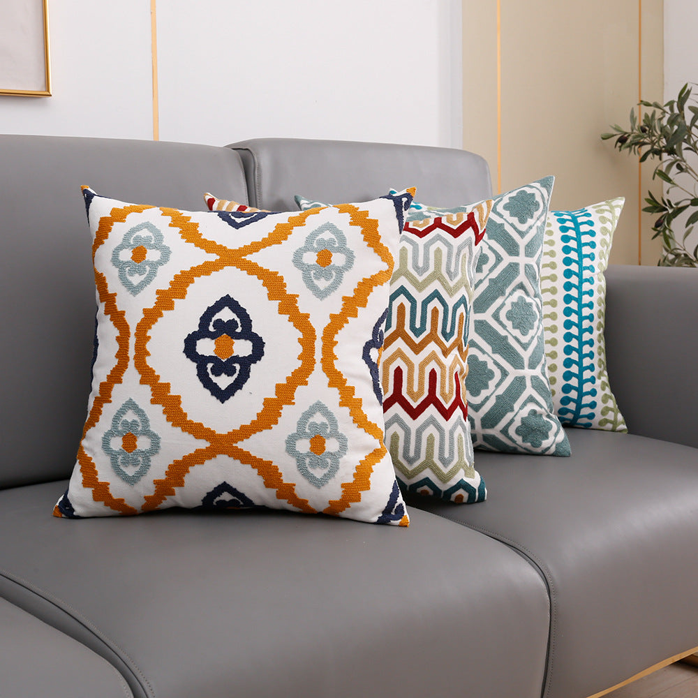 Towel Embroidery Words Pillow Cover Sofa Waist Rest