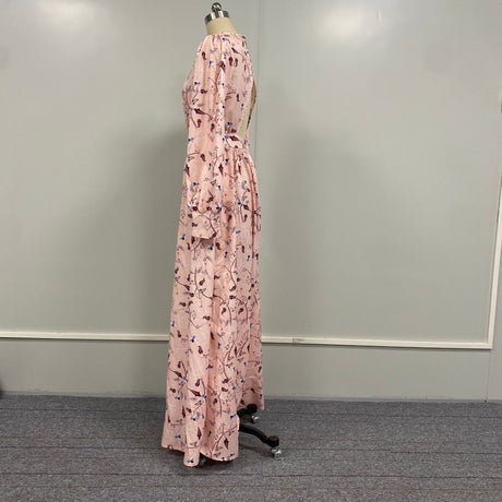 Printed Mid Waist Commuting Chest-wrapped Dress Women