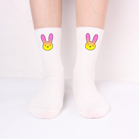 Bad Rabbit Socks Black And White Long Cotton Socks Knitted Socks For Men And Women