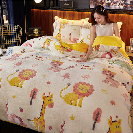 Farley Wool Double Side Plush Cartoon Quilt Cover