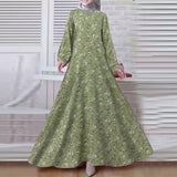 Printed Long Sleeve Vintage Dress