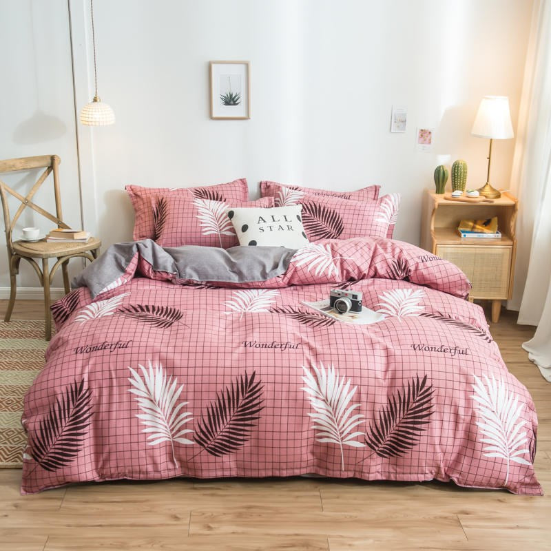 Betræk Sæt Seng Bomuld Quilt Sengetøj Sengetøj Dyne Monteret