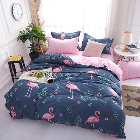 Brushed Four-piece Aloe Vera Cotton Bed Sheet Quilt Cover