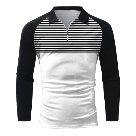 Men's Striped Raglan Shirt Printed Long Sleeve T-shirt