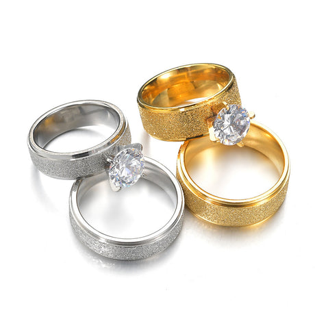 304 stainless steel ring Korean frosted couple