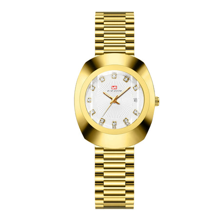 Couple Quartz Watch Yellow Gold Diamond Waterproof Steel Belt Watch