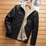 Men Plus Plush Plus Thick Leather Jacket Youth Leisure Large Size