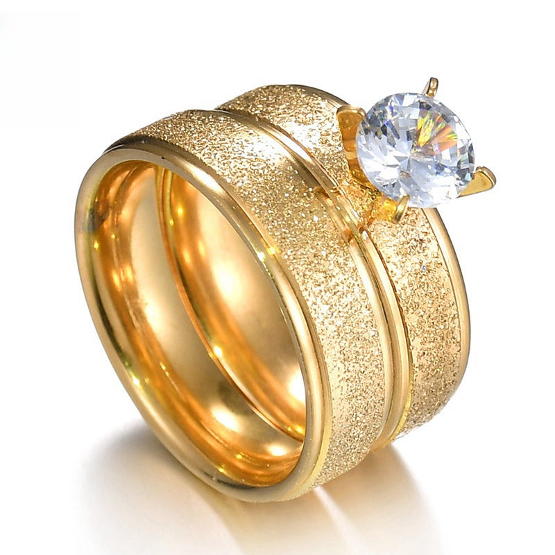 304 stainless steel ring Korean frosted couple