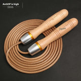 Fitness Weight Loss Exercise Slimming And Fat Burning Cowhide String Beech Handle Skipping Rope