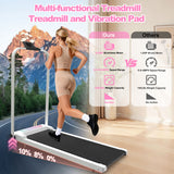 Foldable Treadmill With Handle Bar & Incline, 2 In 1 Upgrade Portable Under Desk Walking Pad And Vibration Pad With Remote Control For Home Office Small Spaces
