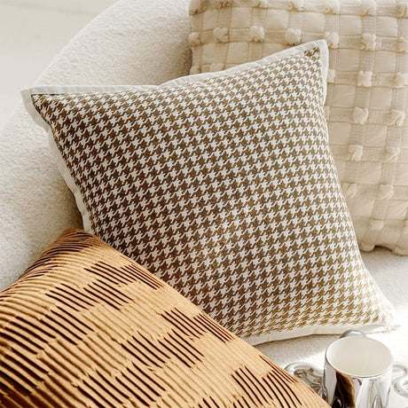 Linen Nordic Style Throw Pillow Covers With Tassel Cushion Cases Caramel Color Pillows Retro Texture Cushion Case Geometric Decorative Pillow Cover  For Couch Sofa Bedroom Living Room