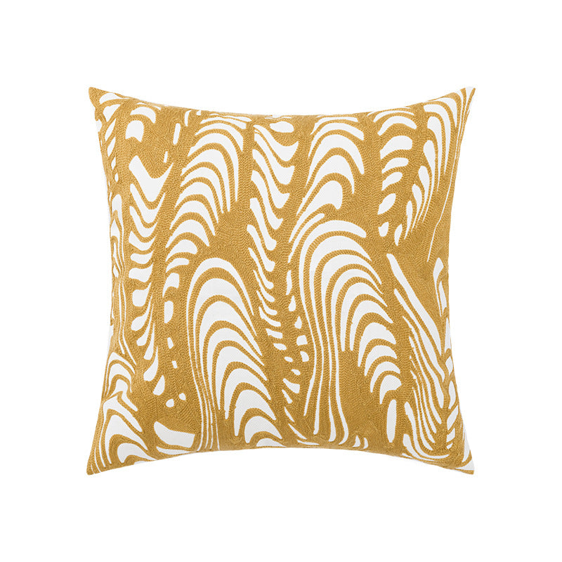 Sofa Seat Pillow Cover Cotton Chain Embroidered Lumbar