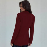 Womens Solid-Color V-Neck Elegant Slim-Fit Blazer