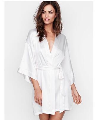 Summer Champagne Chinese Bride Wedding Robe Satin Sleepwear