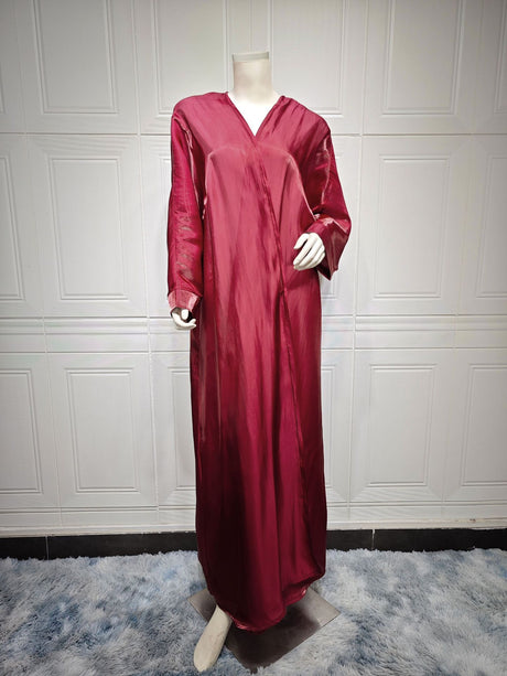 Muslim Bright Silk Satin Batwing Sleeve Robe