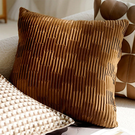 Linen Nordic Style Throw Pillow Covers With Tassel Cushion Cases Caramel Color Pillows Retro Texture Cushion Case Geometric Decorative Pillow Cover  For Couch Sofa Bedroom Living Room