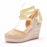Bohemian Round Toe Platform Wedge Sandals For Women