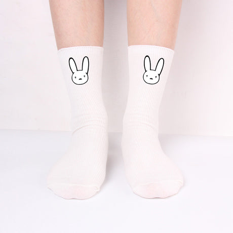 Bad Rabbit Socks Black And White Long Cotton Socks Knitted Socks For Men And Women